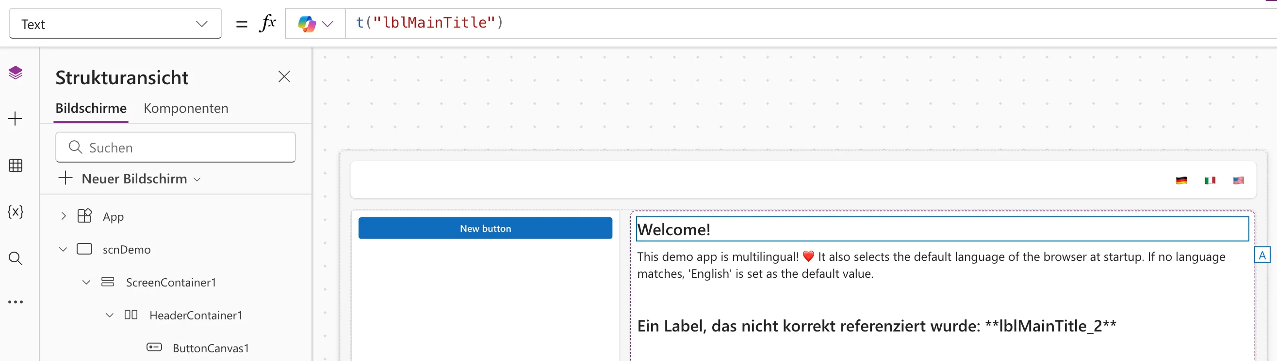 Translate component output