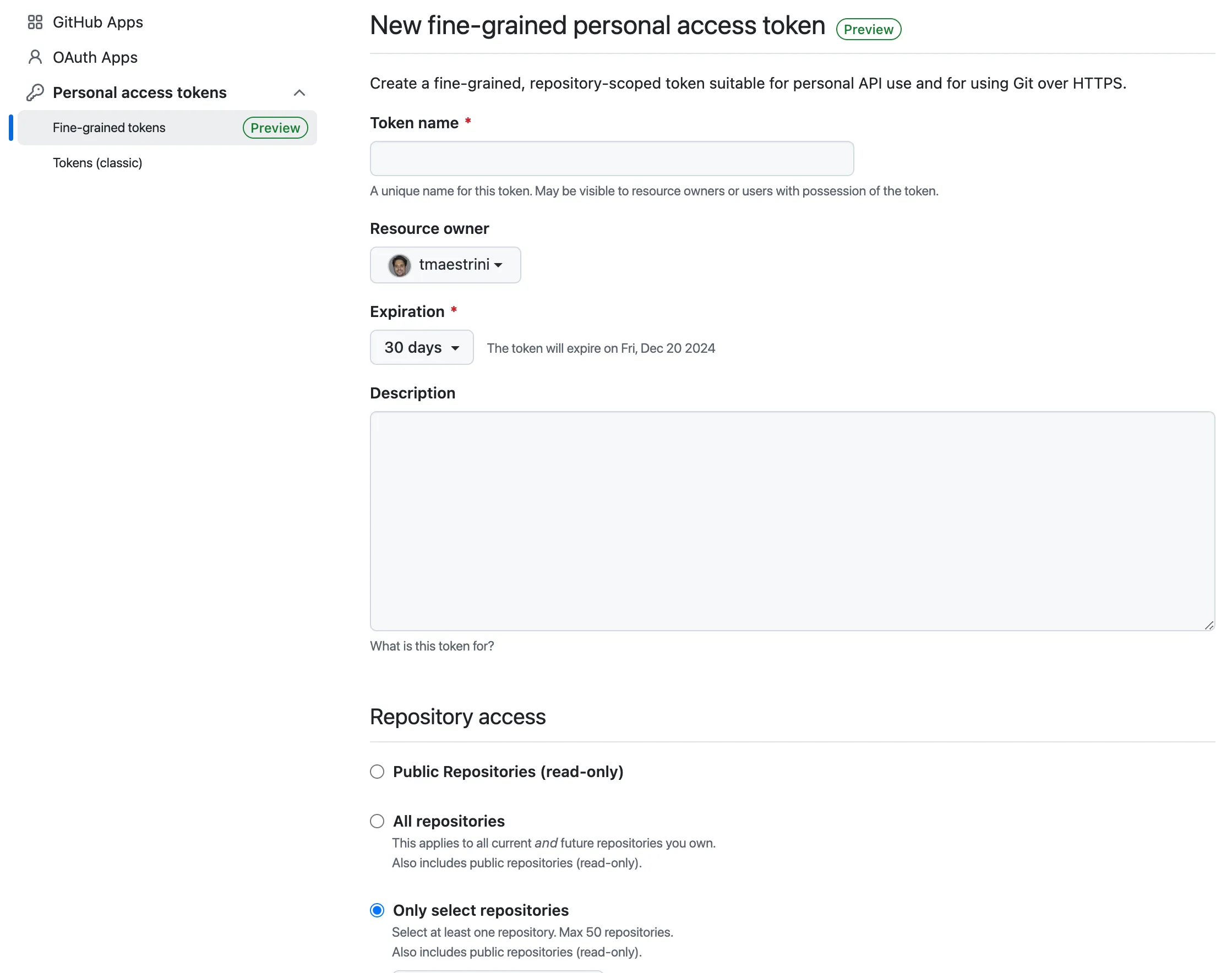 Create PAT (Personal Access Token)
