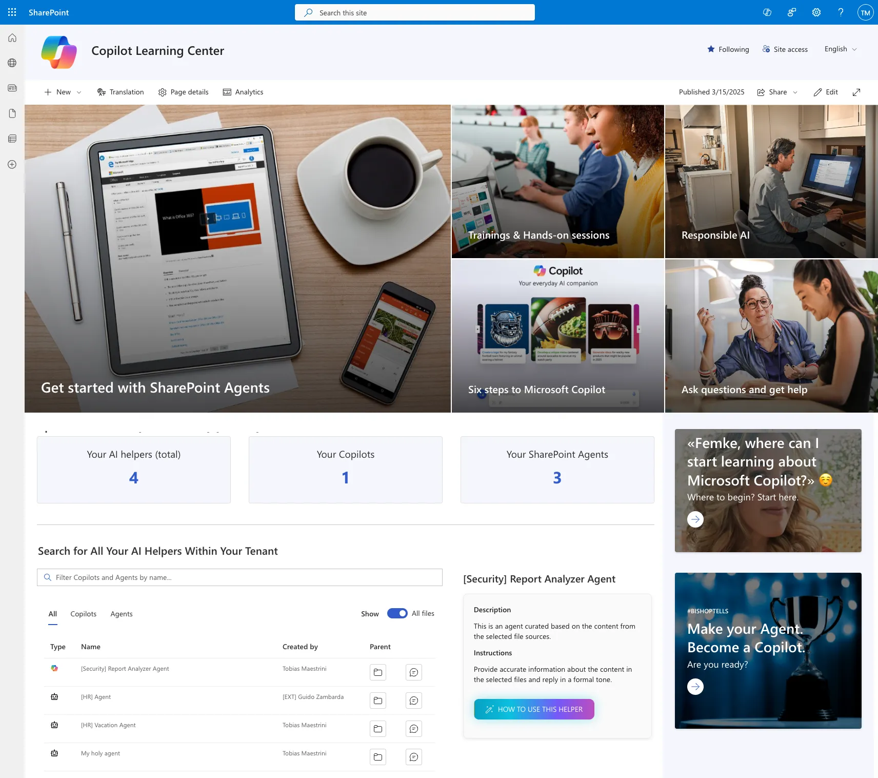 Copilot Learning Center (Screenshot)